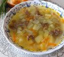 Рецепт быстрого супа из тушенки с зеленым горошком