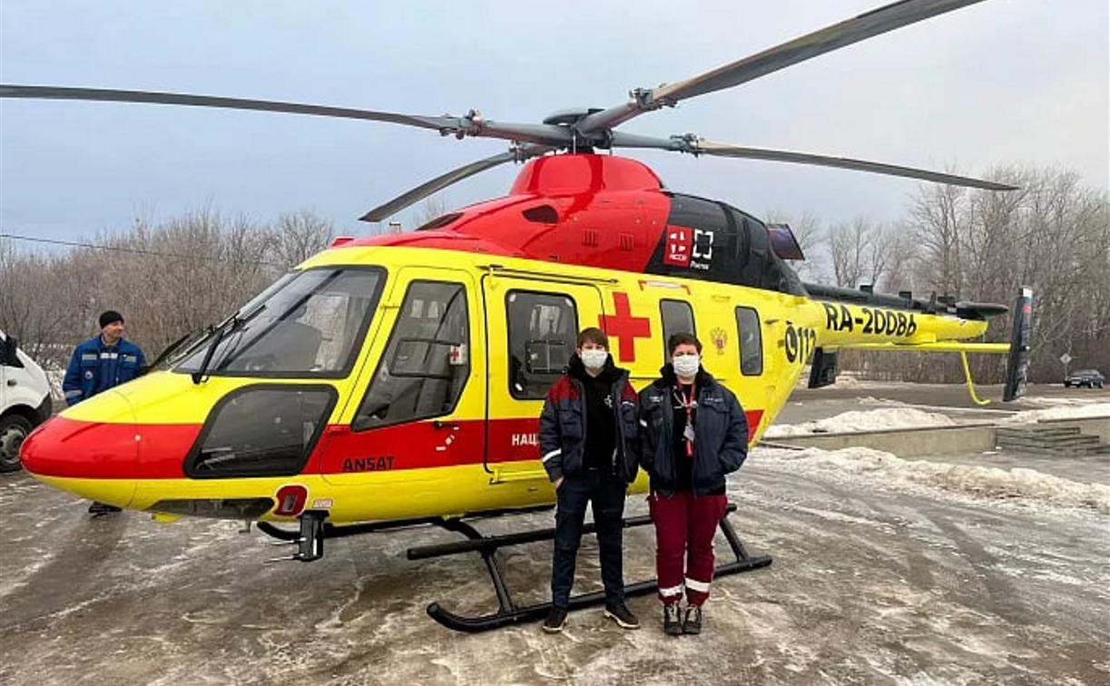 Вертолет доставил из Киреевска в Москву пациента с болезнью сердца