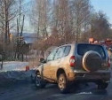 На Щекинском шоссе после ДТП загорелся автомобиль