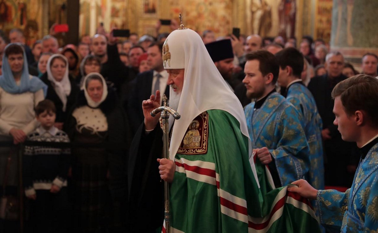 Тульская делегация посетила Патриаршее богослужение в Успенском соборе Московского кремля