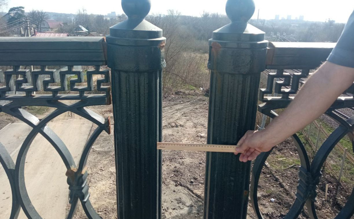 Туляки пожаловались на странные разрывы в ограждениях на Московском путепроводе