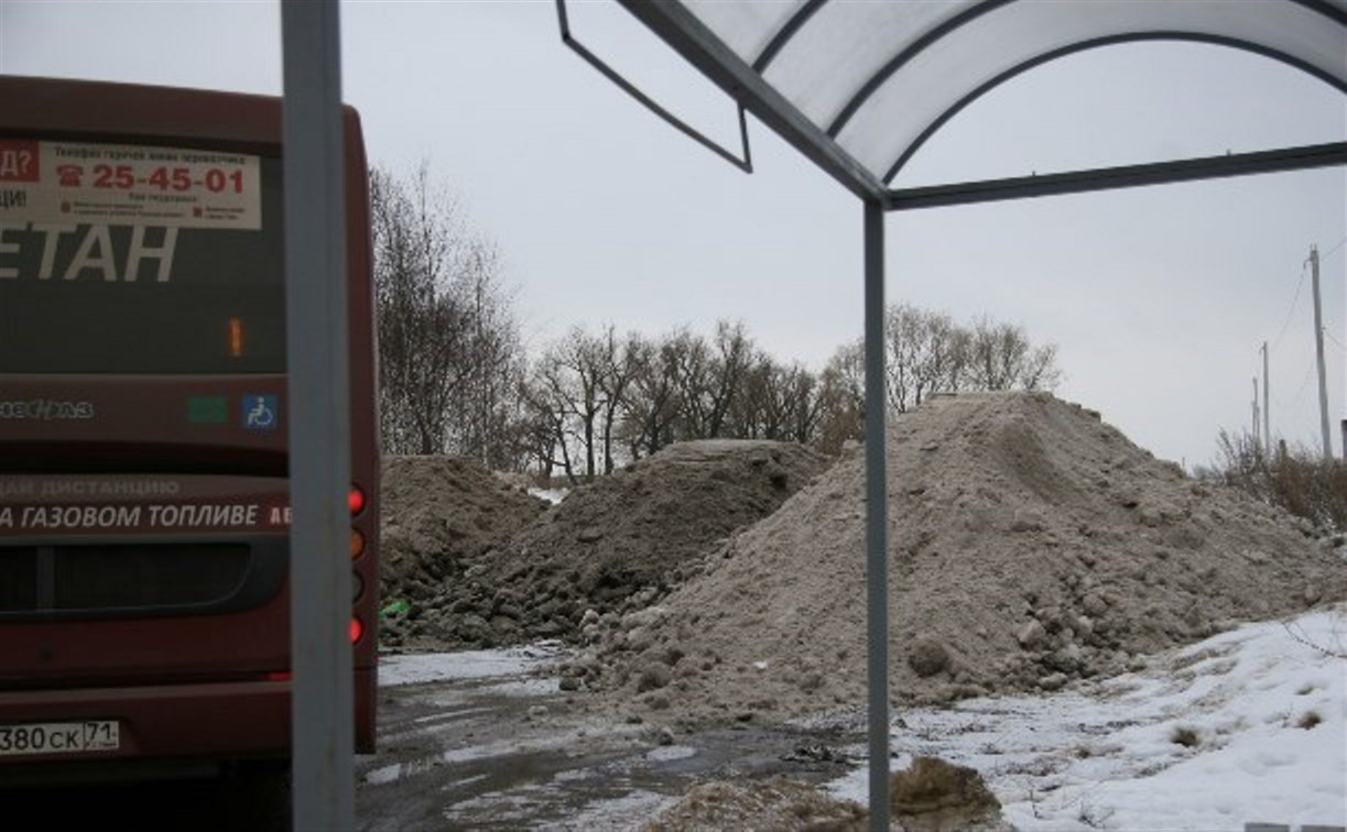 Грязный снег к мемориалу «Защитникам неба Отечества» привезли тульские предприниматели
