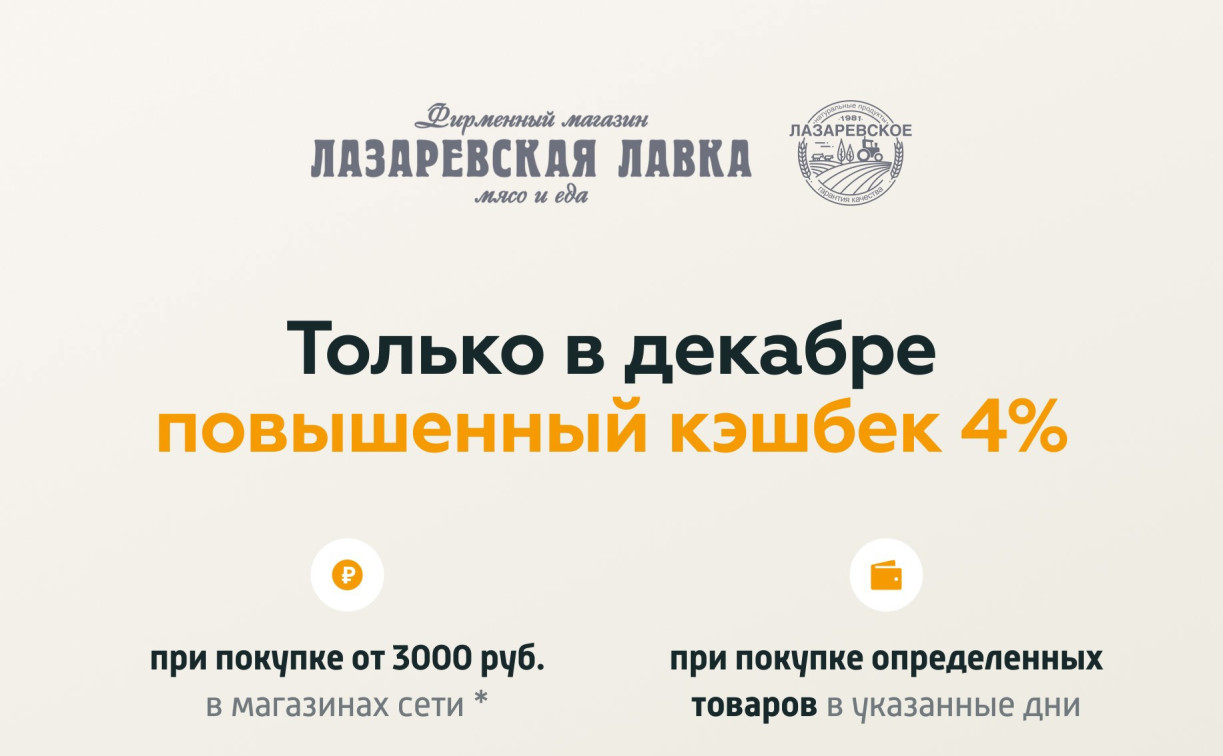 «Лазаревская лавка» повышает кэшбек на любимые продукты к Новому году!