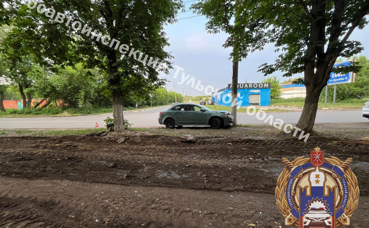 В Новомосковске Mitsubishi врезался в столб