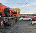 Тройное ДТП с краном стало причиной утренней пробки на пр. Ленина