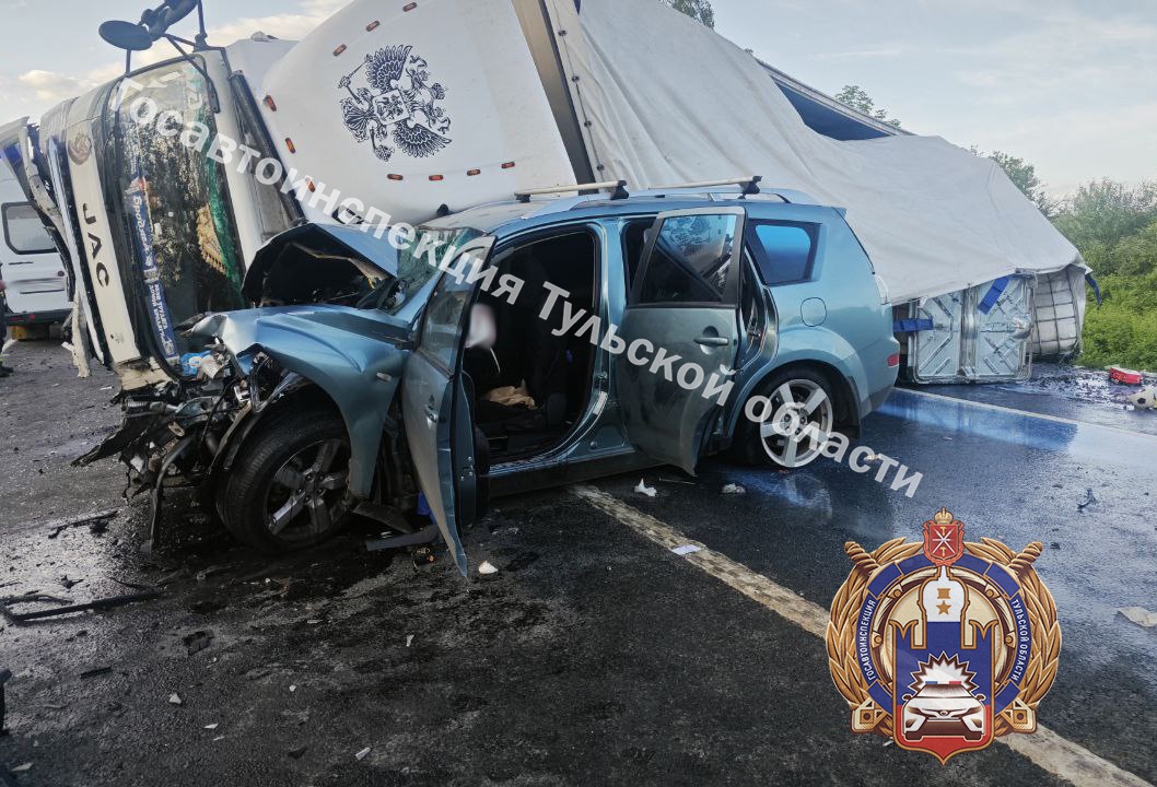 На трассе «Дон» грузовик смял Mitsubishi: пострадали два человека