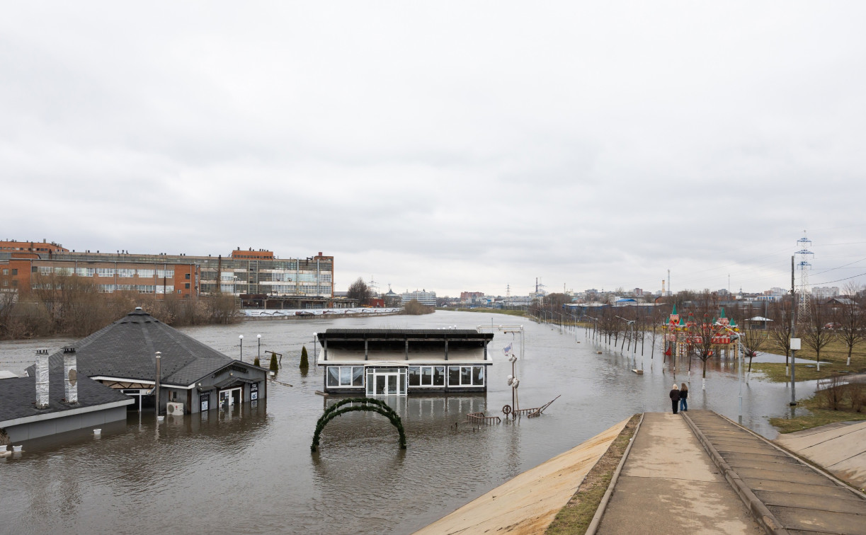 Упа в Туле затопила детскую площадку и кафе на Пролетарской набережной