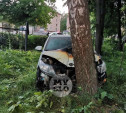Водитель потерял сознание: Kia Rio влетел в забор Пролетарского парка, врезался в дерево и загорелся