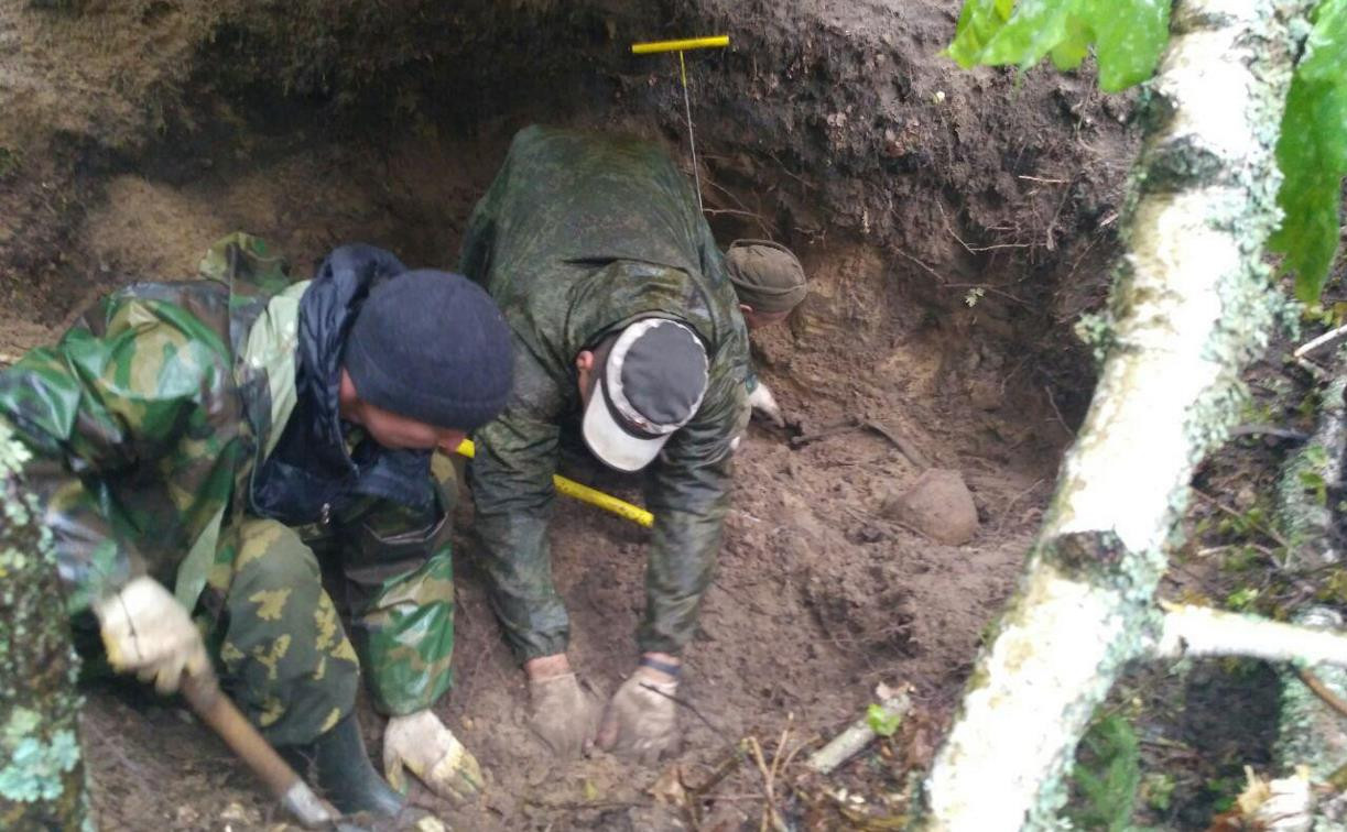 В Тульской области в лесу поисковики нашли захоронение артиллеристов и лошадей