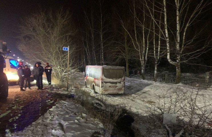 В тульском селе Частом автобус с пассажирами улетел в кювет 