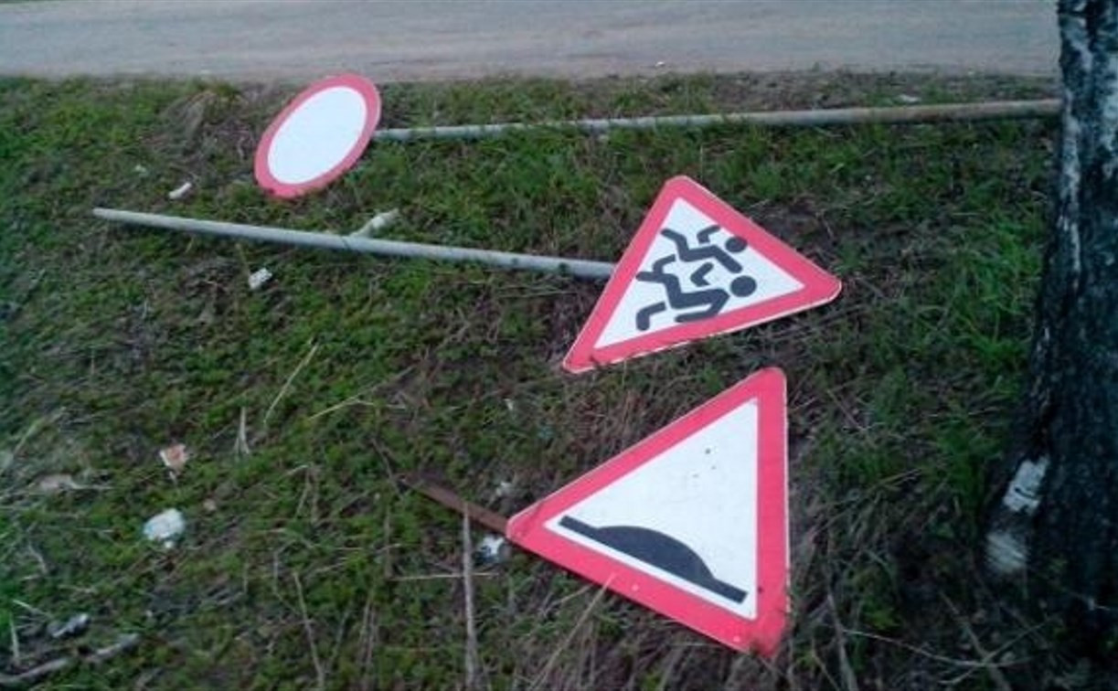 В Ясногорске местный житель воровал дорожные знаки