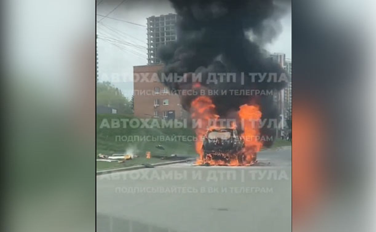 На Новомосковском шоссе полностью сгорел Renault Duster