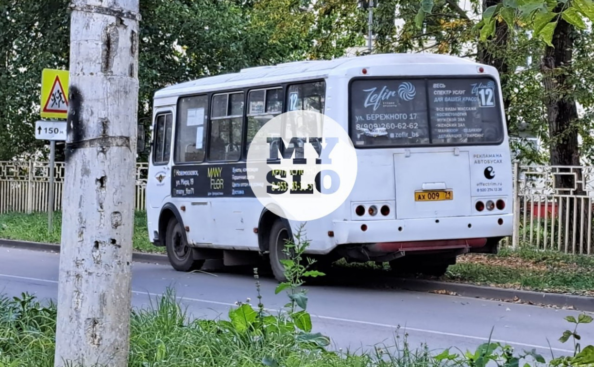 В Новомосковске водители автобусов не хотят ехать до конечной и паркуются на газонах
