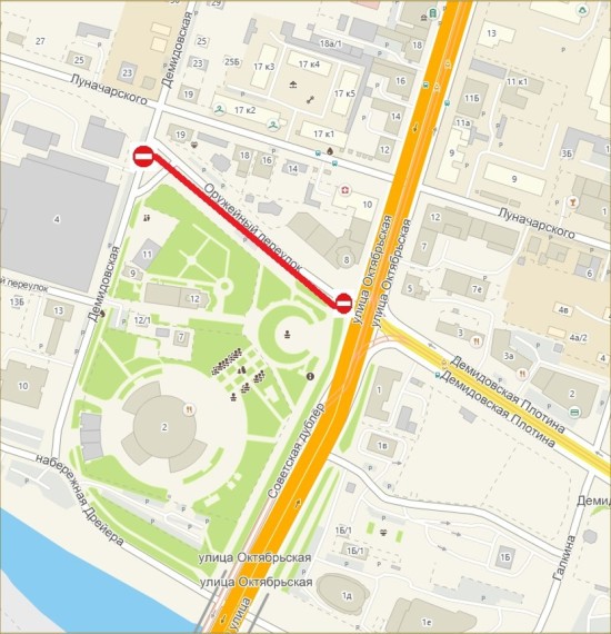 17 октября в Туле перекроют движение в Оружейном переулке