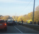 На мосту через Воронку в Туле столкнулись шесть машин: видео