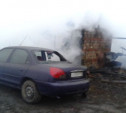В Новомосковске сгорел гараж, в котором находилось два автомобиля