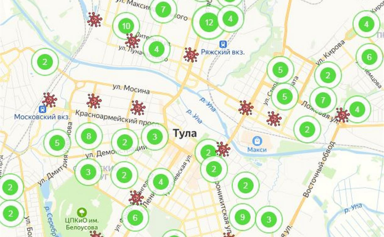 Адреса коронавируса: новые случаи COVID-19 в Тульской области отмечены на интерактивной карте