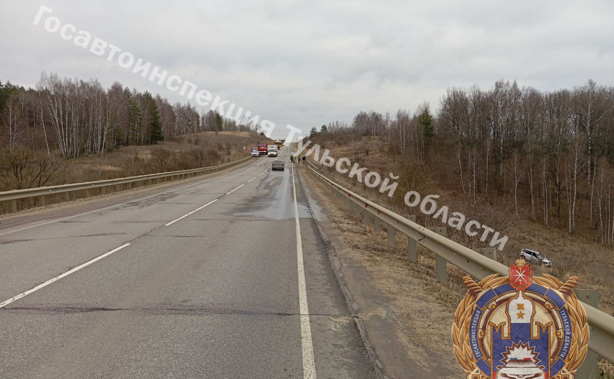 В Воловском районе Niva улетела в кювет, врезавшись в дорожное ограждение 