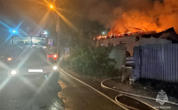 Во время ночного пожара в Криволучье пострадали два человека: видео