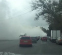 Новомосковское шоссе в Туле затянуло дымом