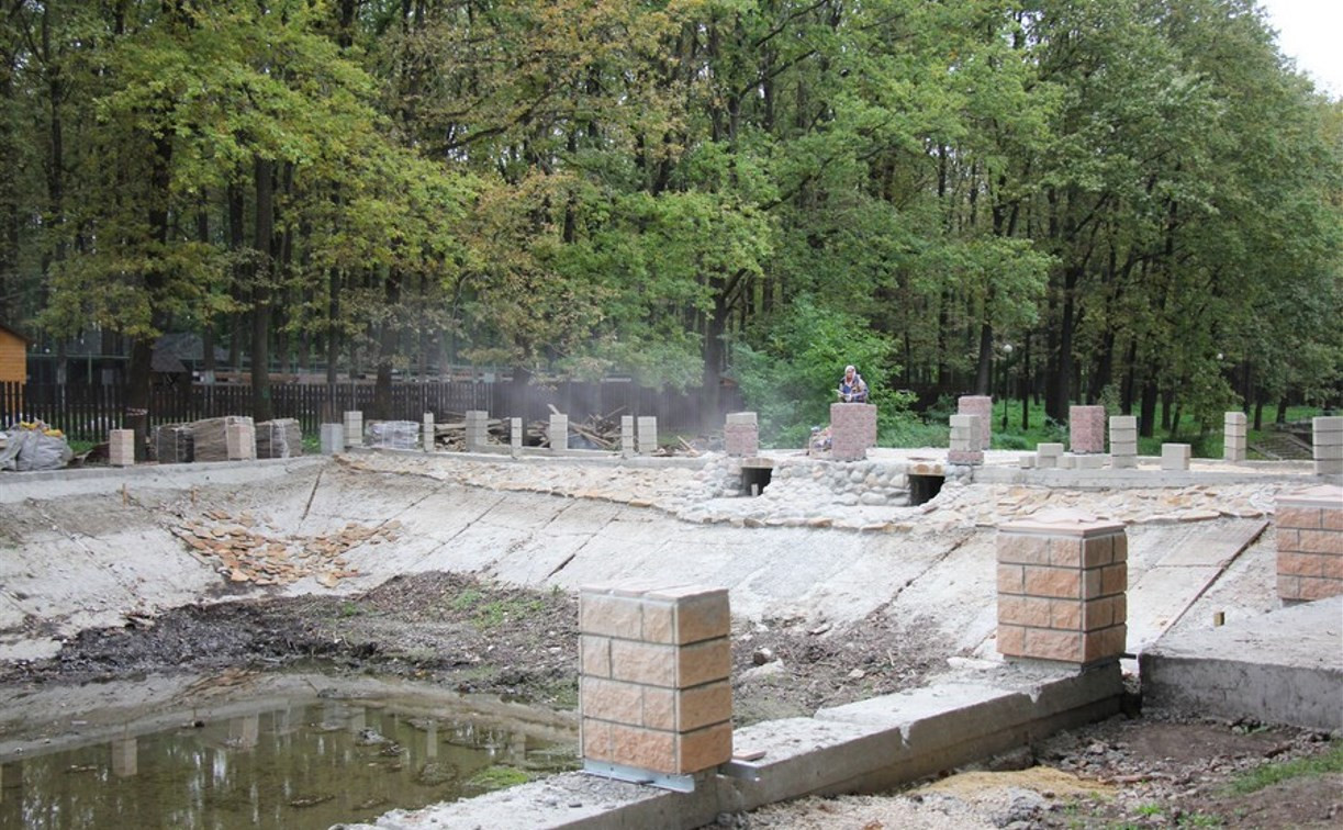В Детском парке в Новомосковске реконструируют каскады прудов
