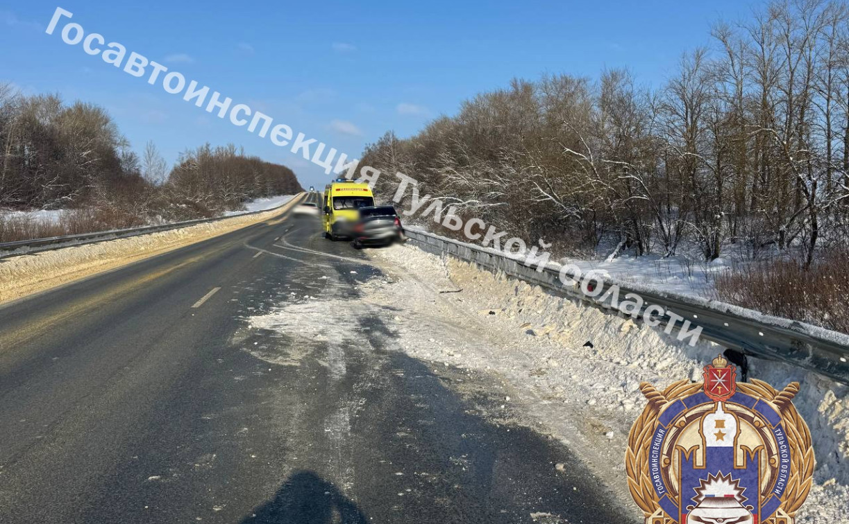 В Богородицком районе автоледи на Renault влетела в отбойник 