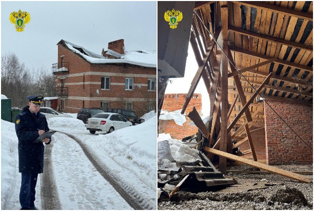 В Заокском районе под тяжестью снега частично обрушилась крыша дома: прокуратура начала проверку