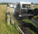 Под Узловой в поле сгорел автомобиль
