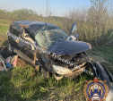 В Веневском районе автоледи на Huyndai разогналась и улетела в кювет 