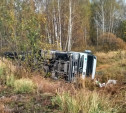 В Кимовском районе фура улетела в кювет: водитель пострадал 