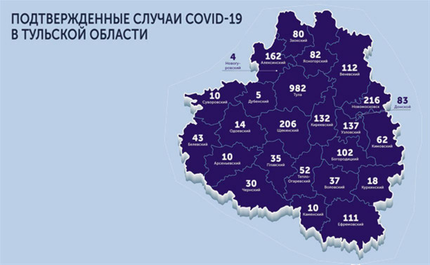 Самые зараженные коронавирусом города Тульской области: карта на 20 мая