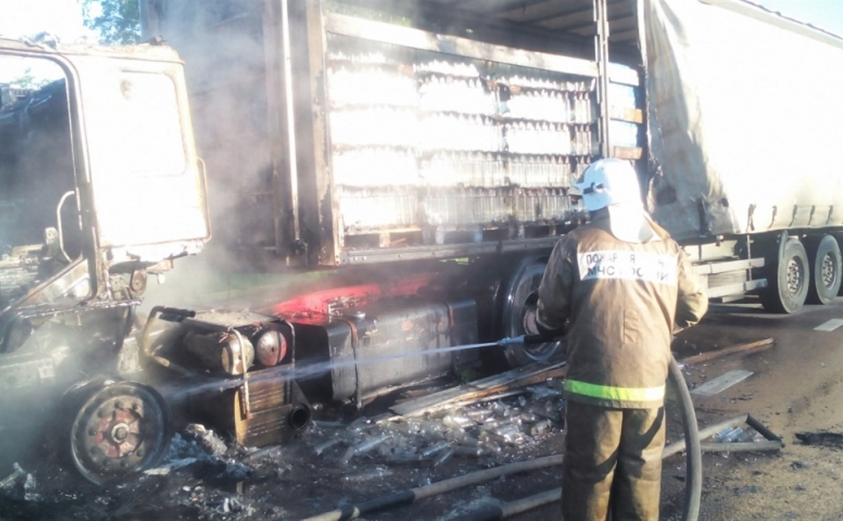 В Тульской области сгорел грузовой MAN
