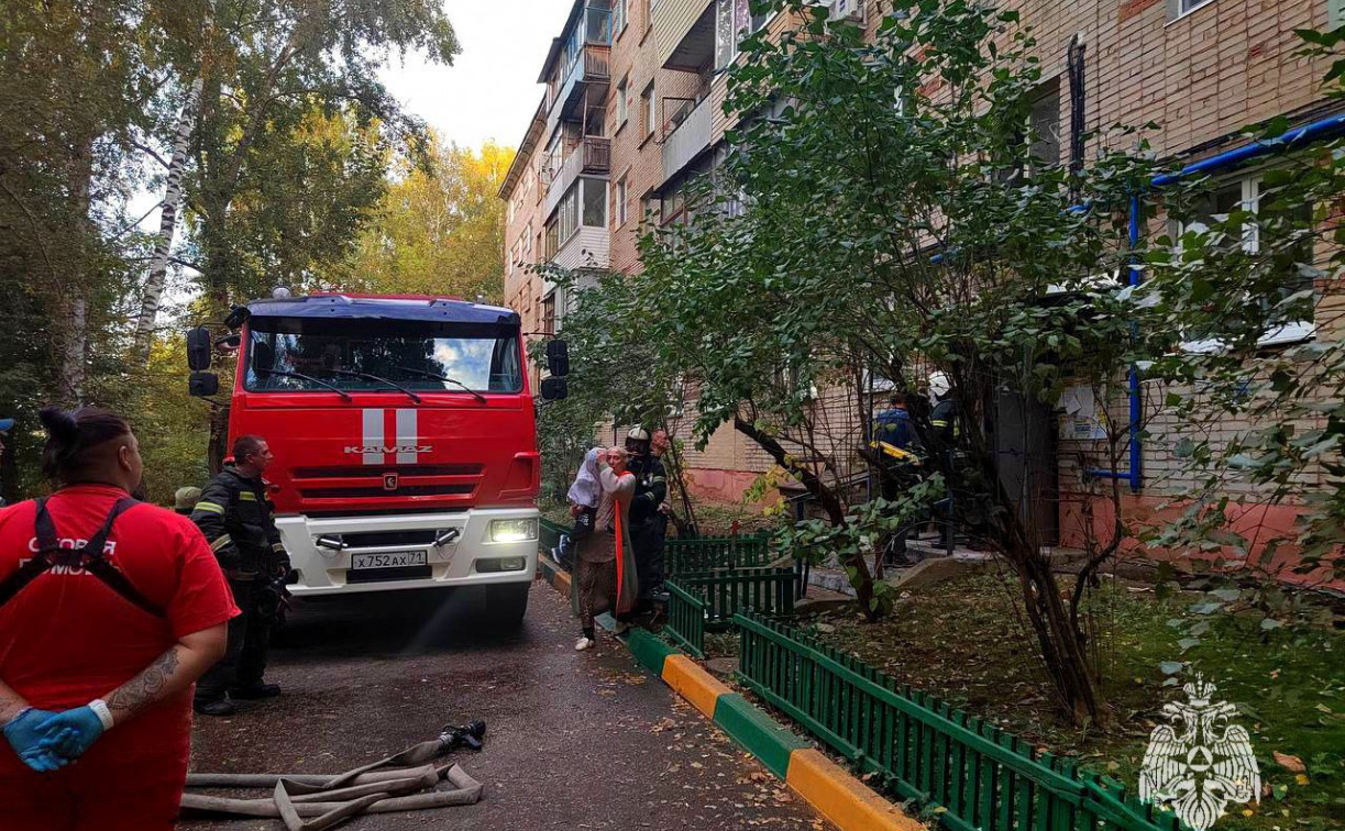 В Туле на ул. Рязанской загорелась квартира