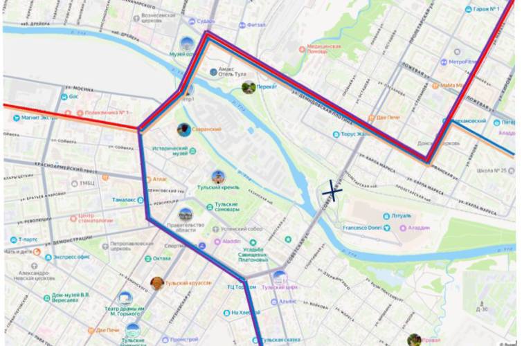 В Туле до 2 ноября изменили схему движение трамваев по Пролетарскому мосту