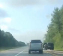 Под Тулой нарушитель ПДД едва не устроил аварию на обочине