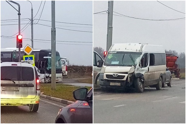 В Узловой у завода Haval автобус столкнулся с маршруткой 
