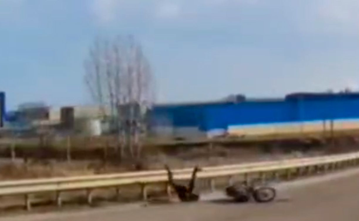 В Щекинском районе засняли полет мотоциклиста: видео