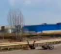 В Щекинском районе засняли полет мотоциклиста: видео