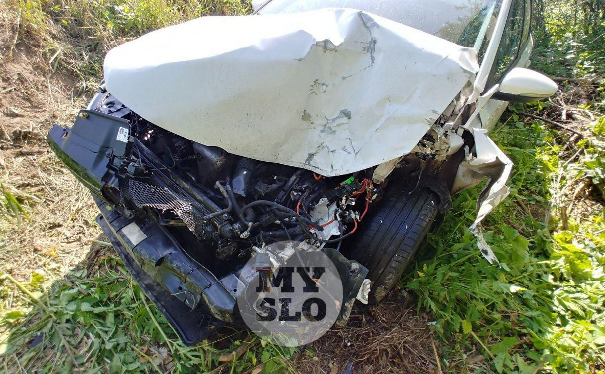 Серьезная авария под Тулой: в Новой Земле в кювет улетели легковушка и микроавтобус с рабочими
