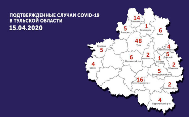 Подтвержденные случаи covid-19 в Тульской области: актуальная карта на 15 апреля