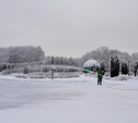 В Белоусовском парке начали заливать каток