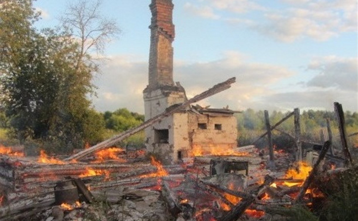 В Тульской области после пожара в доме осталась только печка