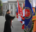 На генеральной репетиции Парада Победы освятили знамена российских войск