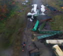 Крушение поезда в Тульской области: снимки с квадрокоптера