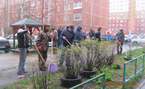 На субботник во дворе дома по ул. Кирова вышли 60 человек