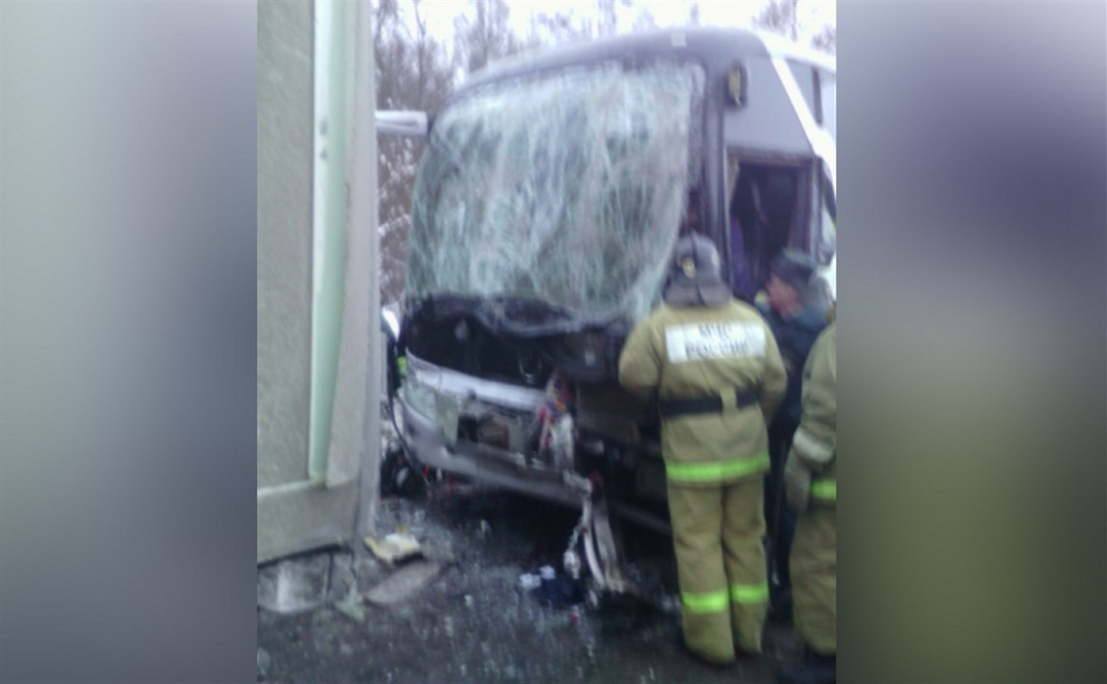 В Тульской области автобус въехал в фуру: пострадали 11 человек