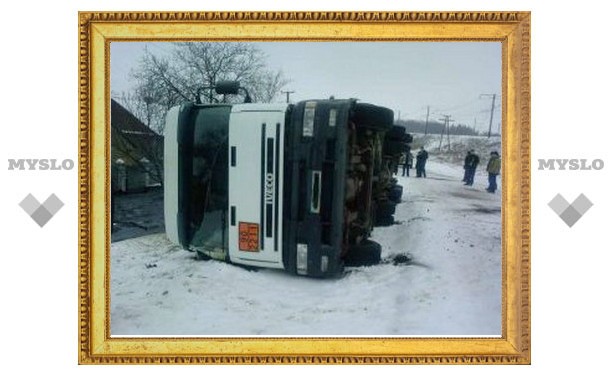 В Тульской области перевернулся грузовик