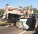 На Калужском шоссе в результате столкновения перевернулся ВАЗ-2109