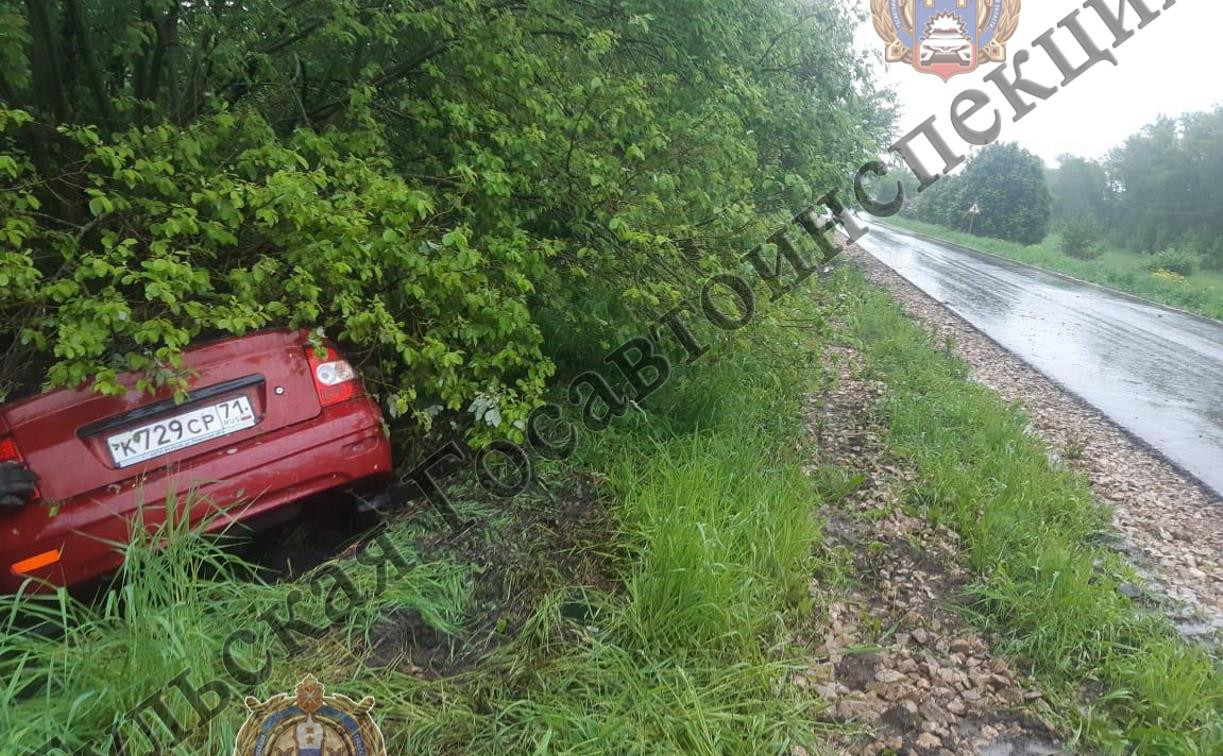 В Кимовском районе пьяный водитель на Lada Priora улетел в кювет и врезался в дерево