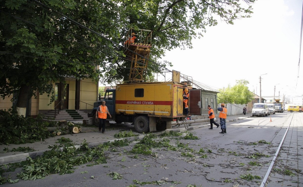 В Туле на улице Оборонной дерево повалило столб ЛЭП